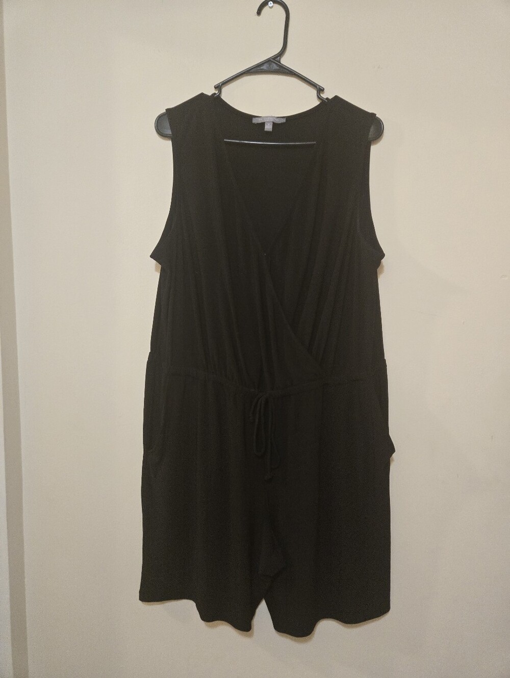Black sleeveless crossover-style romper, Size 1X